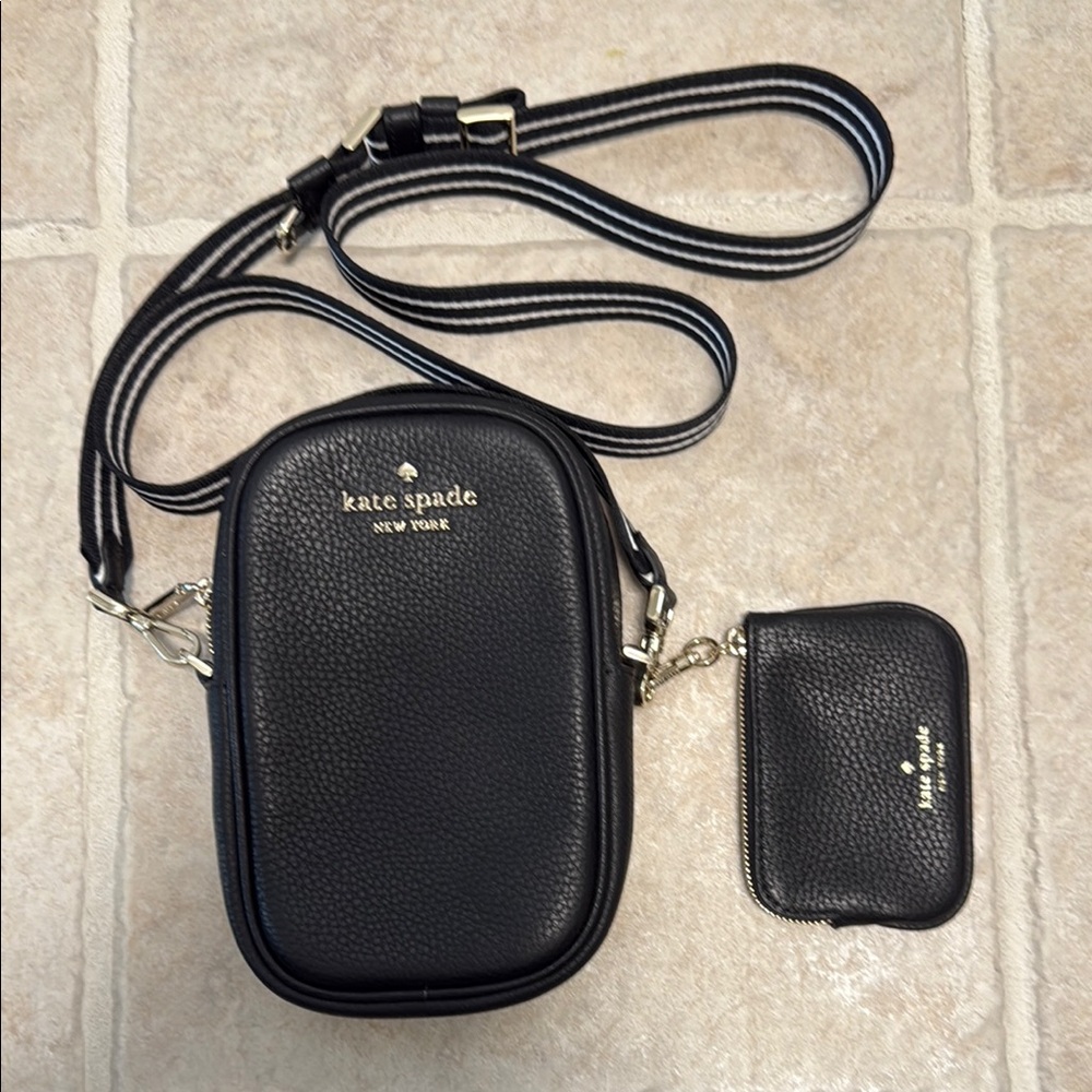 Kate Spade Black Leather Crossbody and Coin Pouch